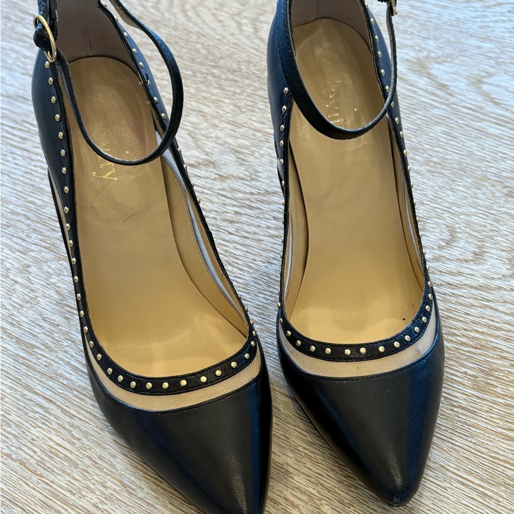 Black and Gold Studded Heels - Picture 10 of 10